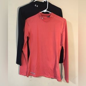 2 Women’s Medium Under Armour Long Sleeve Shirts Coldgear, Mock